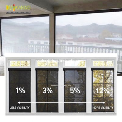 Aluminum Vertical Outdoor Sunscreen Roller Shades Room Zipper Track Shades